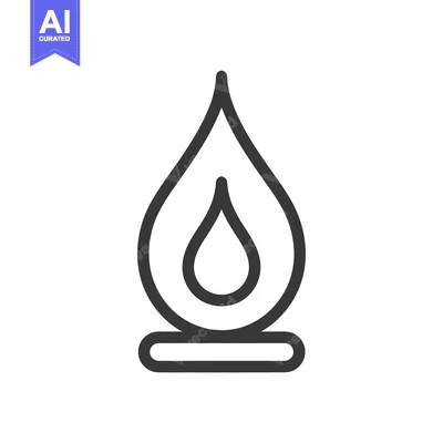 Aset desain premium: A simple stylized illustration representing a burning flame with detai