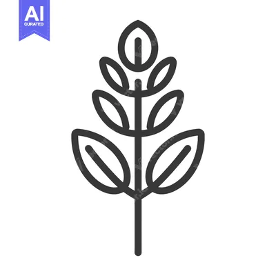 Premium design asset: Simple outlined image of a plant with multiple leaves on a stalk