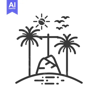Popular premium asset: A simple line drawing of a tropical island scene