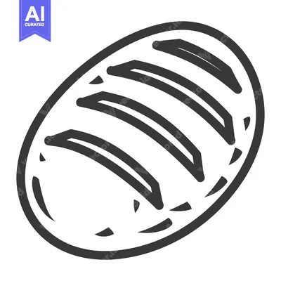Aset desain premium: A simple illustrated loaf of baked bread with decorative cuts