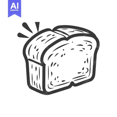 Aset premium populer: A simple line drawing depicting two slices of freshly baked bread