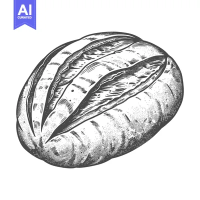 Aset desain premium: Detailed illustration of a rustic sourdough bread loaf