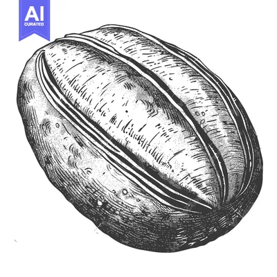 Aset desain premium: Detailed Engraving of a Single Rye Bread Loaf