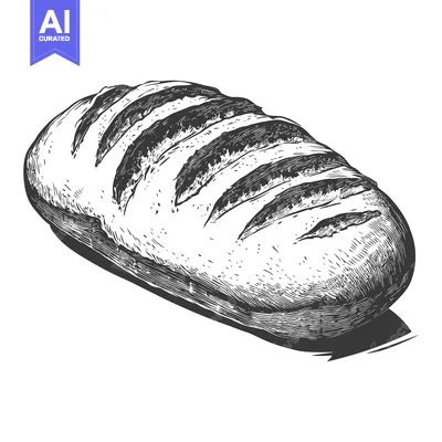 Aset premium populer: A Loaf Of Crusty Bread Drawn In Ink
