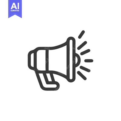 Popular premium asset: Bold Outline Megaphone Icon with Sound Waves on White Background