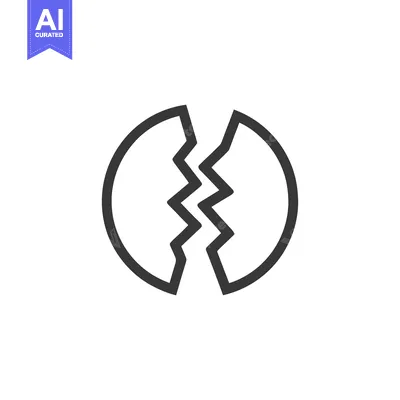 Aset desain premium: Cracked Eggshell Icon: Minimalist Design with Sharp, Jagged Break