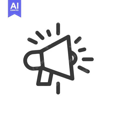 Popular premium asset: Bold Megaphone Icon with Radiating Sound Waves on White Background