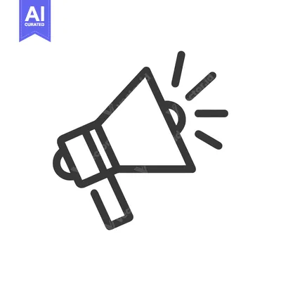Aset desain premium: Bold Outline Icon: Megaphone Broadcasting with Sound Waves