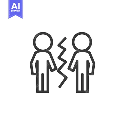Aset premium populer: Two stylized figures separated by a jagged broken line