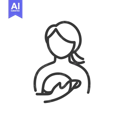 Popular premium asset: A simple line illustration depicting a woman holding something gently