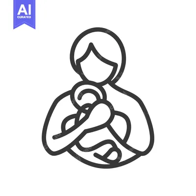 Premium design asset: A stylized illustration of a mother holding her baby