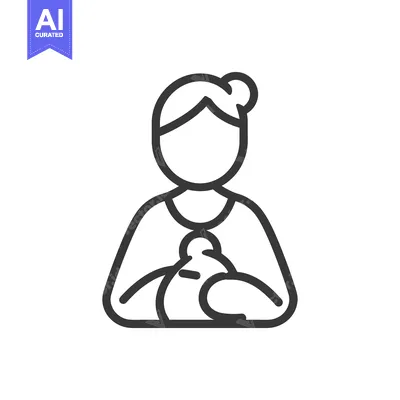 Aset premium populer: Woman Breastfeeding Her Baby in a Minimalist Line Drawing