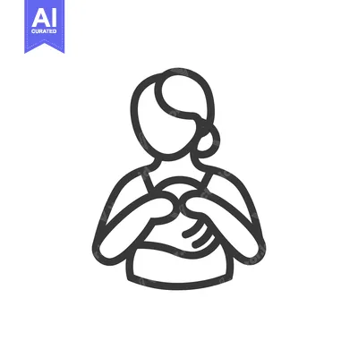 Popular premium asset: Simplified line drawing depicting a woman embracing her breasts