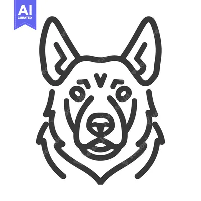 Aset desain premium: A simple illustrative line drawing depicting a canine face