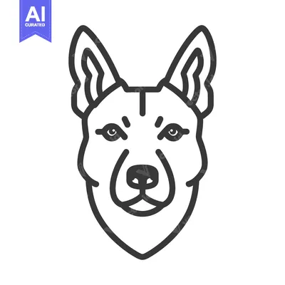 Aset desain premium: Black and white line art image of a dog head