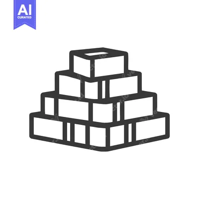 Aset premium populer: Stacked Boxes Outline: Minimalist Pyramid Structure on White Backgroun