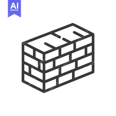 Premium design asset: Isometric Brick Wall Icon: Clean Line Art Construction Element