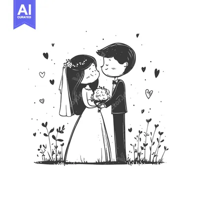 Popular premium asset: Bride and Groom in a Garden Setting with Hearts