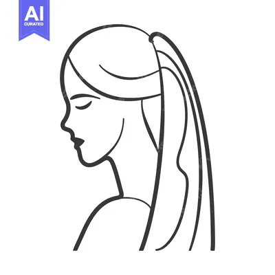 Popular premium asset: A simple line drawing portrait of a woman with long hair