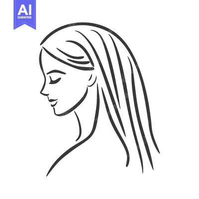 Popular premium asset: A simple black line illustration of a woman looking down