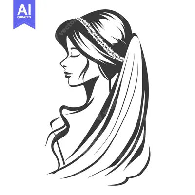 Popular premium asset: Elegant monochrome illustration of a woman with long flowing hair
