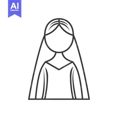 Premium design asset: A simple line drawing of a woman with a veil