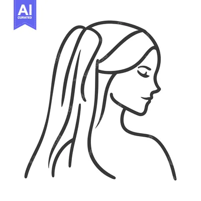 Aset premium populer: Simple black and white line drawing of a woman profile