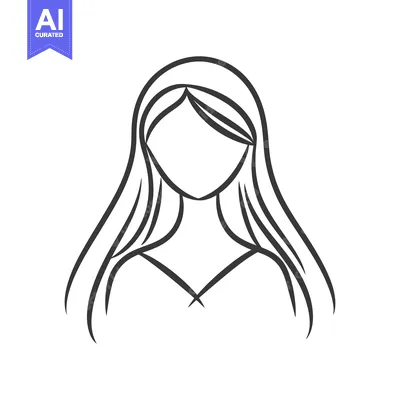 Aset premium populer: Simple line art depiction of a woman with long flowing hair
