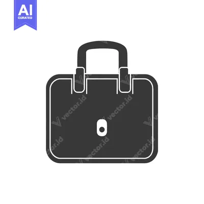 Aset premium populer: A simple monochrome illustration of a business or travel briefcase