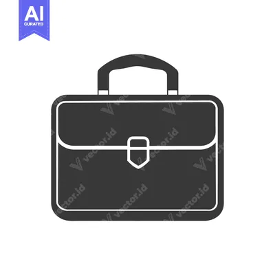 Aset desain premium: A simplistic illustration of a black briefcase with a handle