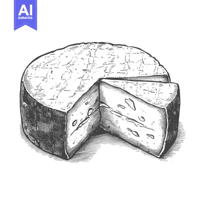Aset premium populer: Hand Drawn Illustration Of A Round Cheese Wheel