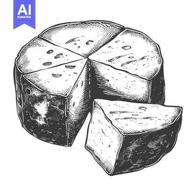 Aset premium populer: A wheel of cheese sliced into wedges
