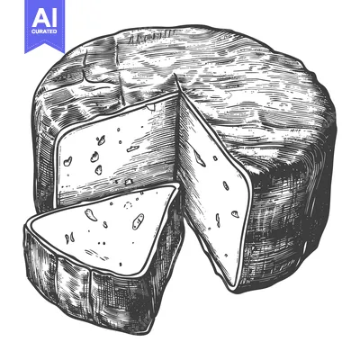 Aset premium populer: A Round Cheese Wheel Sliced Into Pieces