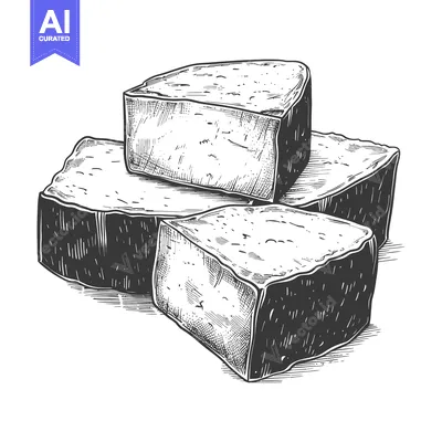 Aset desain premium: Three Cubes Of Delicious Cheese Illustration