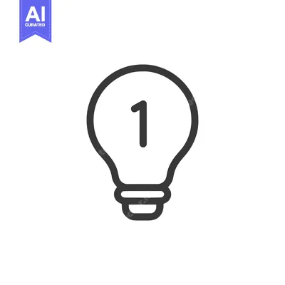 Premium design asset: Minimalist Lightbulb Icon with Number One, Black Outline on White