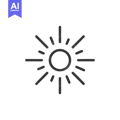 Aset desain premium: Minimalist Sun Icon with Radiating Rays on White Background