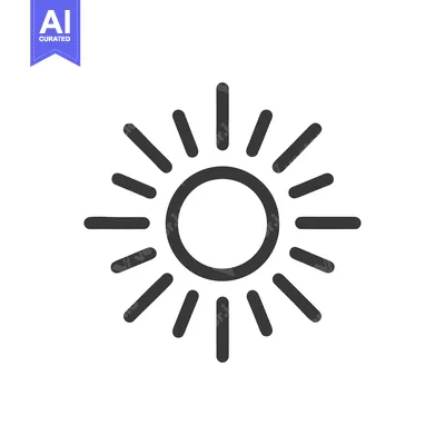 Aset desain premium: Minimalist Sun Icon with Radiating Rays on White Background