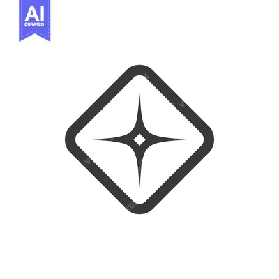 Aset desain premium: Minimalist Starburst in Rounded Square: Modern Geometric Icon Design