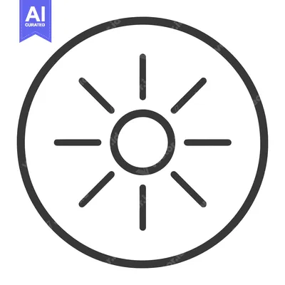 Aset premium populer: Minimalist Sun Icon: Simple Circle with Radiating Lines, Dark Gray on
