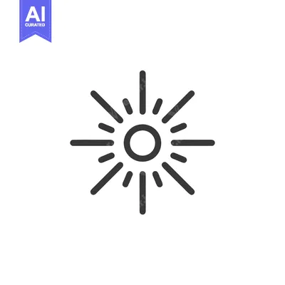Aset premium populer: Minimalist Sun Icon with Radiating Rays on White Background