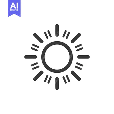 Aset desain premium: Minimalist Sun Icon with Short Rays on White Background