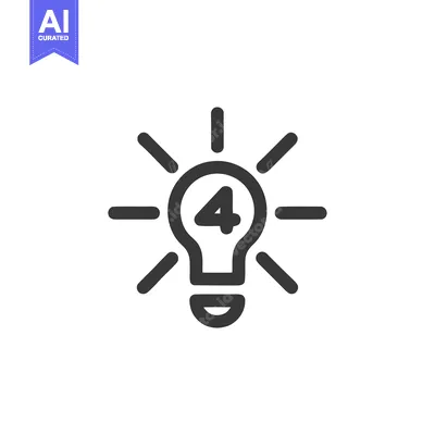 Aset premium populer: Fourth Idea: Lightbulb Icon with Number Four Inside, Innovation Concep