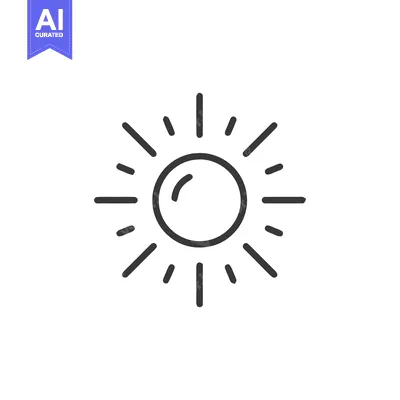 Premium design asset: Minimalist Sun Icon with Rays, Black Outline on White Background