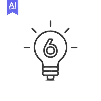 Aset premium populer: Number Six in Lightbulb: Minimalist Icon of Innovation and Ideas