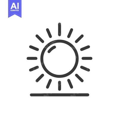 Minimalist Sun Icon Rising Above Horizon Line, Flat Design