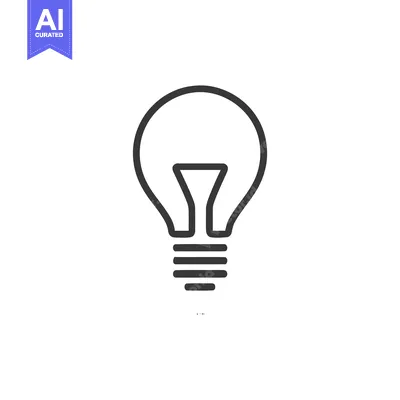 Aset desain premium: Minimalist Light Bulb Icon: Black Outline on White Background, Idea Sy