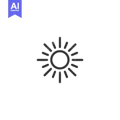 Aset desain premium: Minimalist Sun Icon: Simple Graphic Design Element on White Background