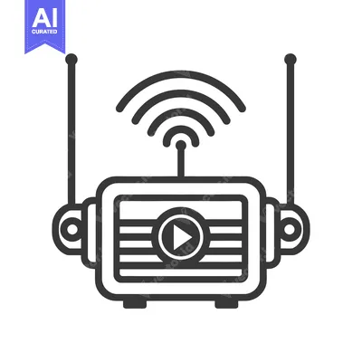 Aset premium populer: A graphic depiction of a device broadcasting digital signals wirelessl