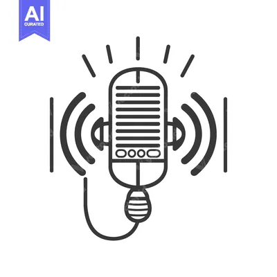 Aset premium populer: A simple line illustration featuring a microphone emitting sound waves