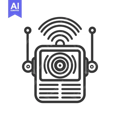 An illustrated robot with antennas and radiating communication waves
